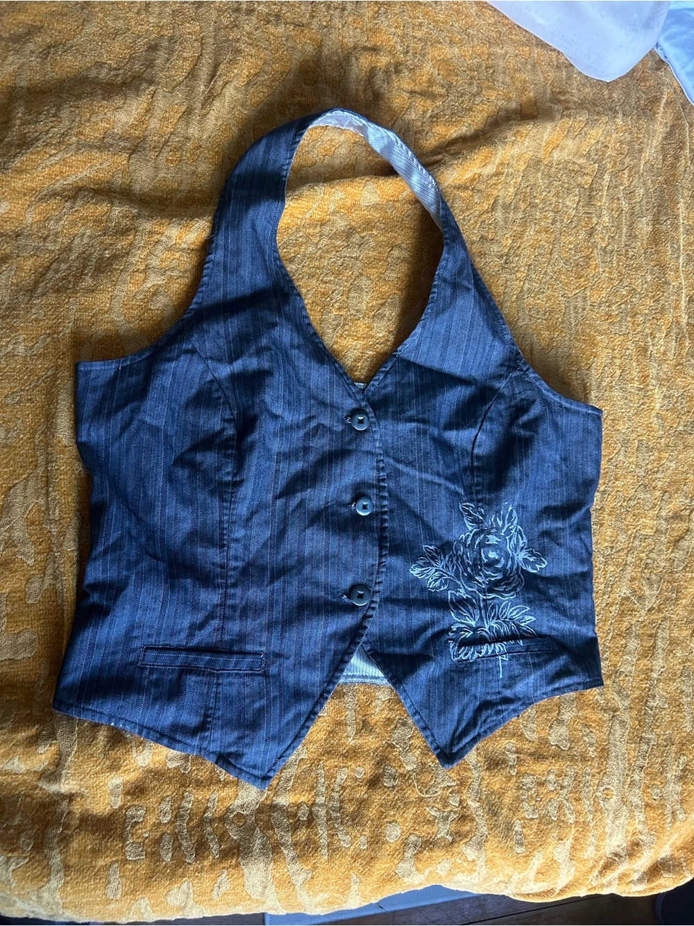 Xhilaration Grey  Embroidered Halter Vest